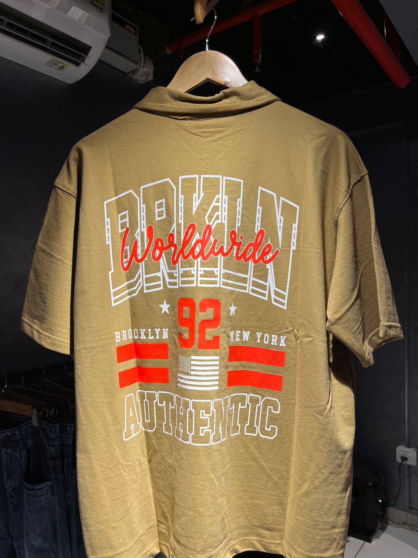 Sand Beige Varsity 92 Polo Tee