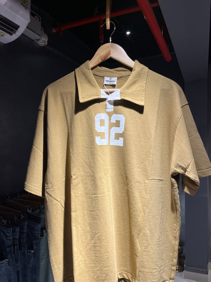 Sand Beige Varsity 92 Polo Tee